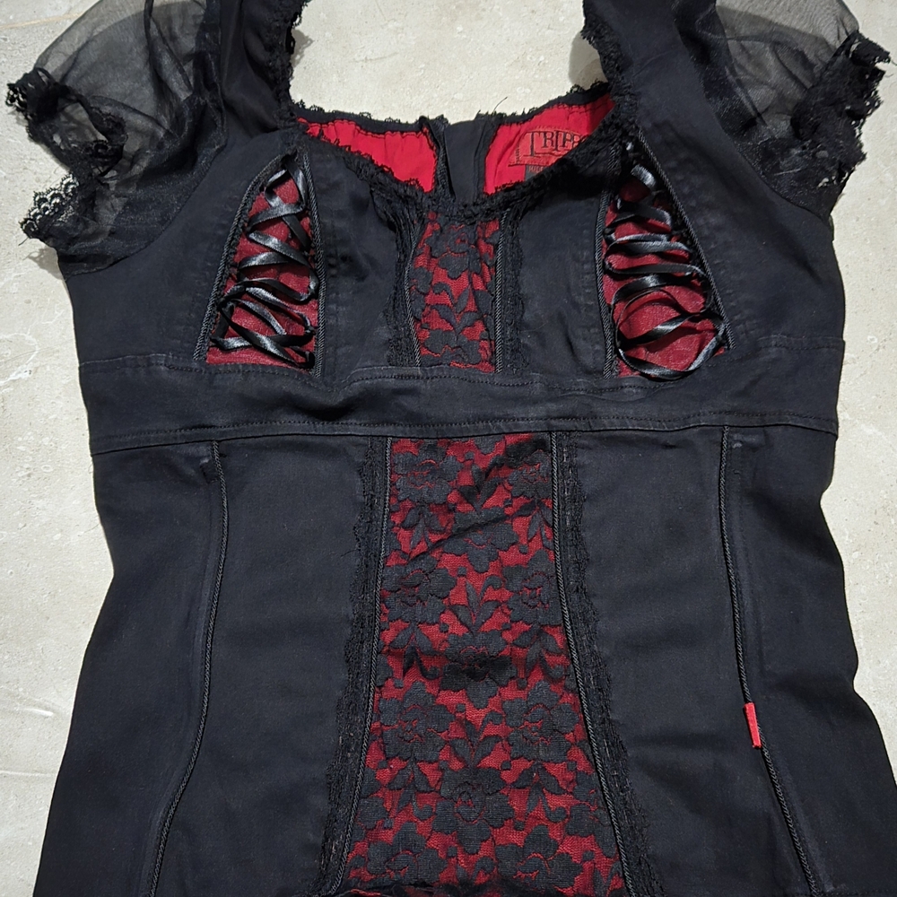 Tripp NYC Black and Red Lace Top